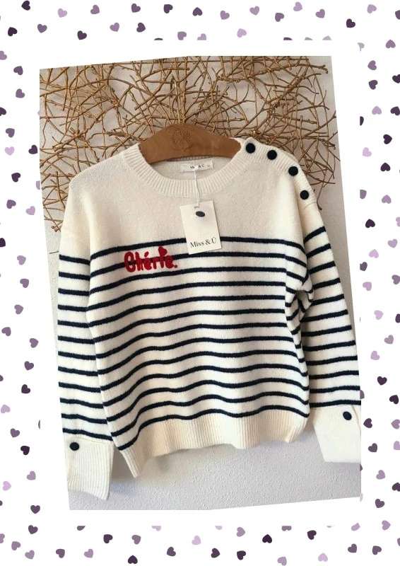 Pull marinière - Chéri - Taille Unique - Matière douce et chaude